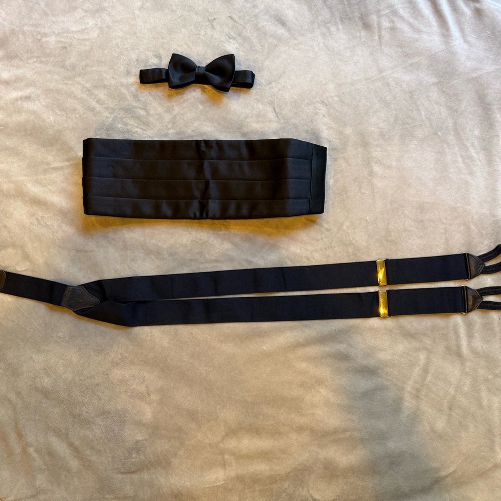 Black Silk Cummerbund and Bow Tie Set